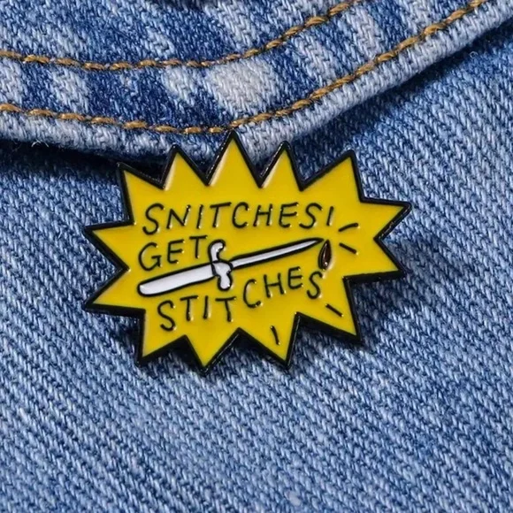 Snitches Get Stitches Enamel Pin - Picture 1 of 3